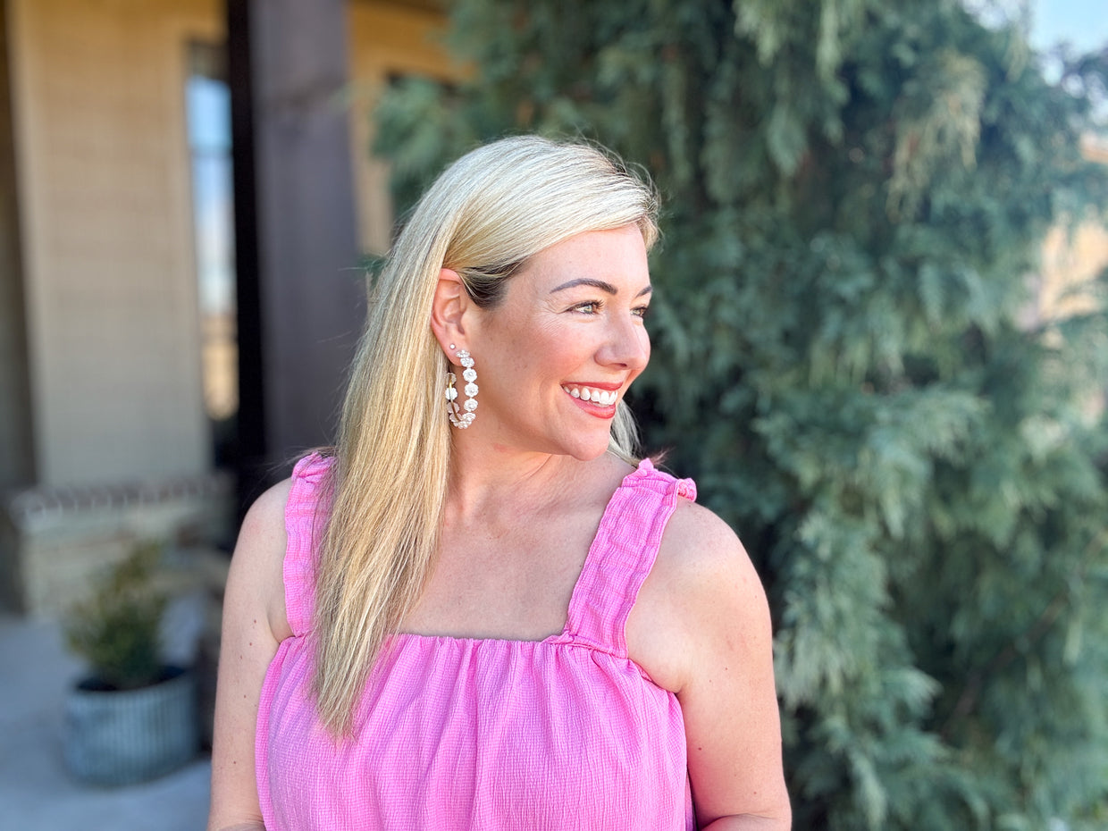 Amelia Pearl Hoop Earrings Large - Min. 2 (E-57)