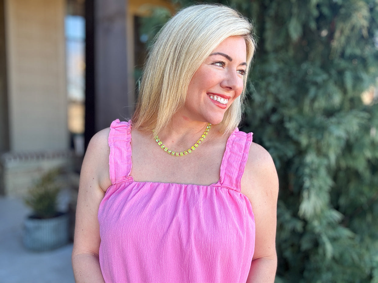 Kenzie Green + Pink Necklace - Min. 2 (N-08)