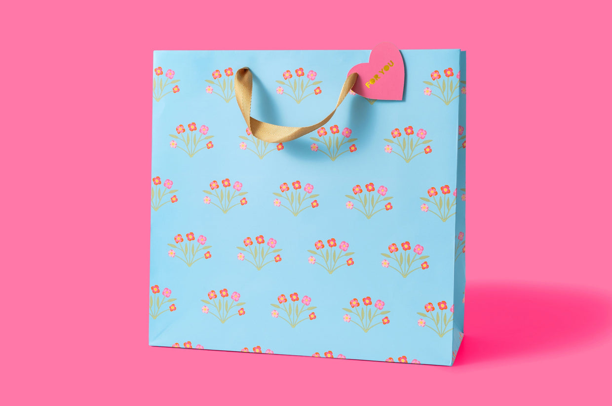 Blue Bouquets Gift Bags (2 Sizes) - Min. 4