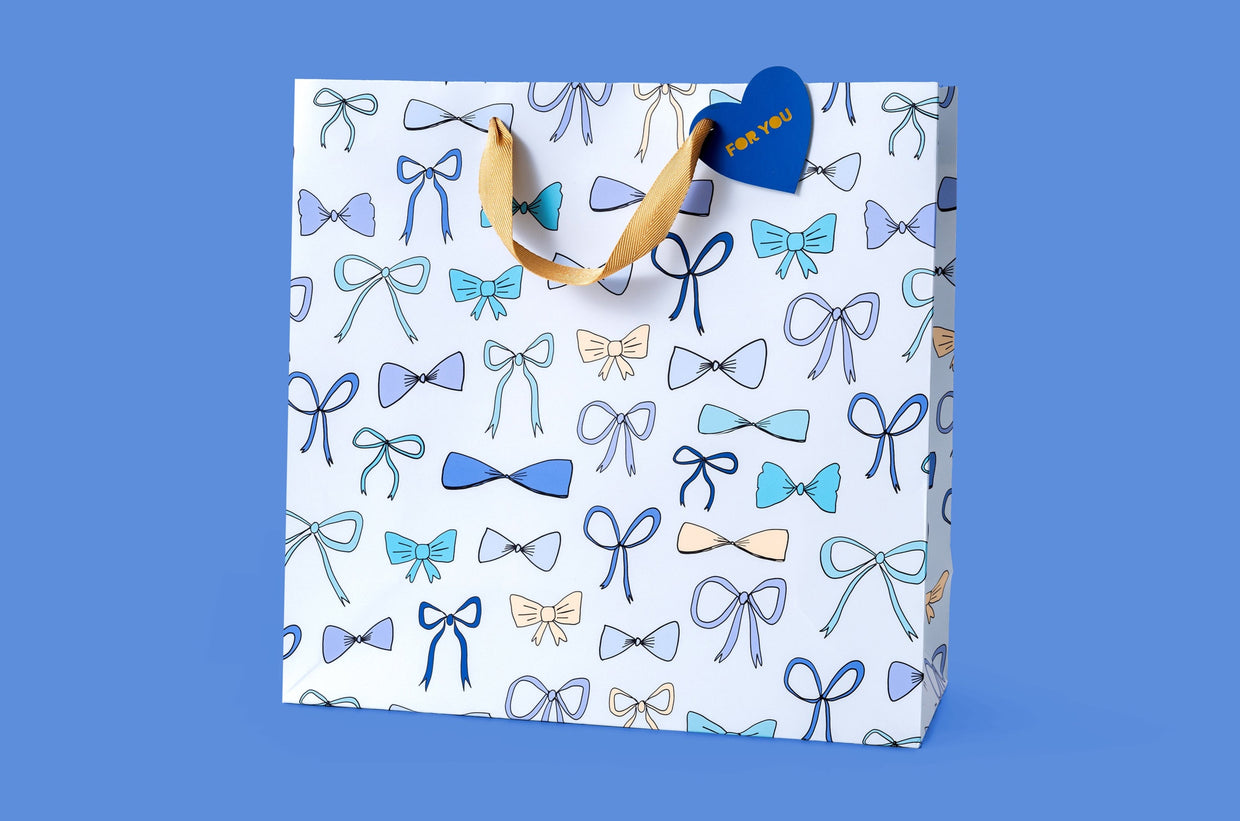 Blue Bows Gift Bags (3 Sizes) - Min. 4