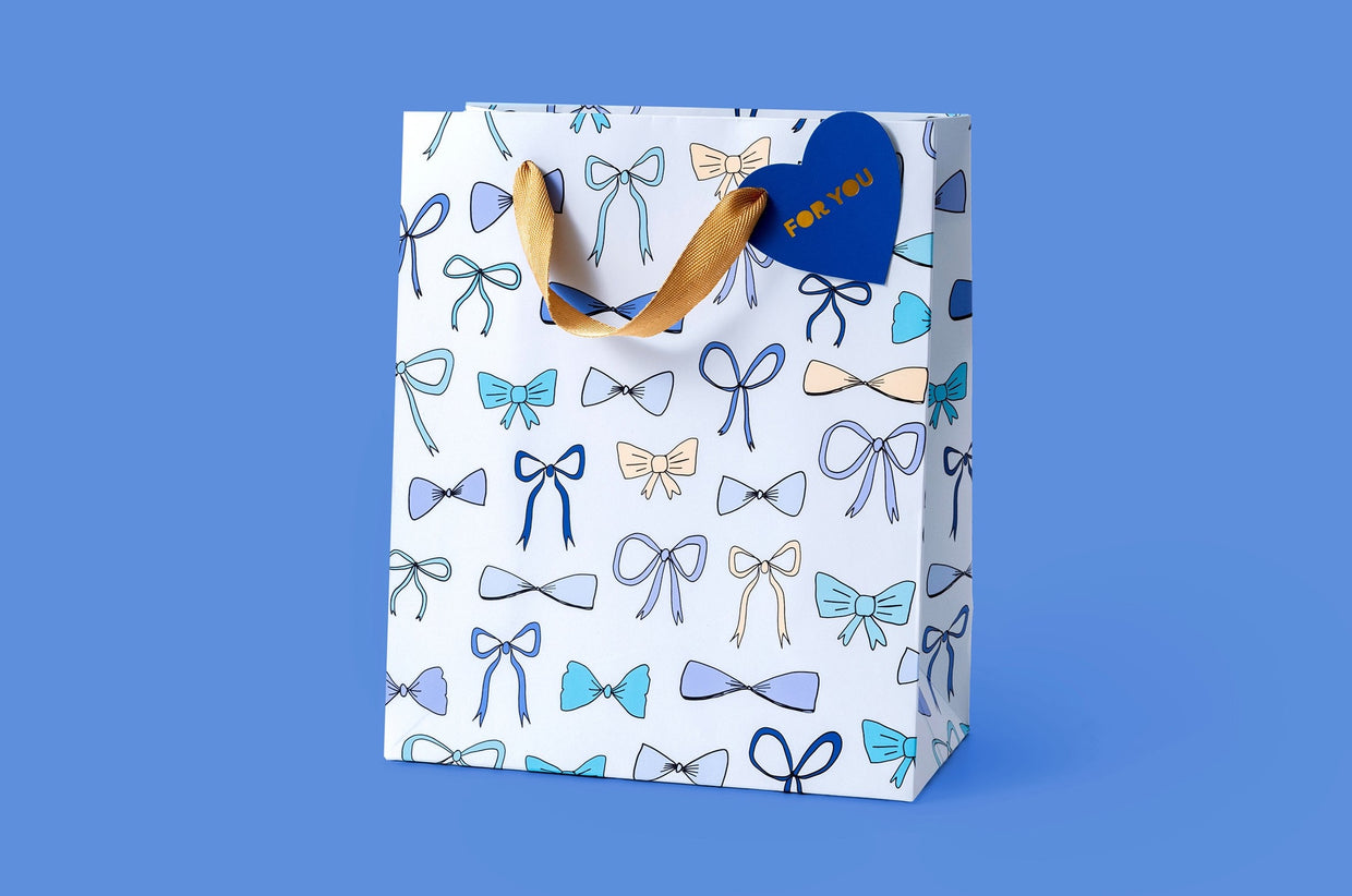 Blue Bows Gift Bags (3 Sizes) - Min. 4