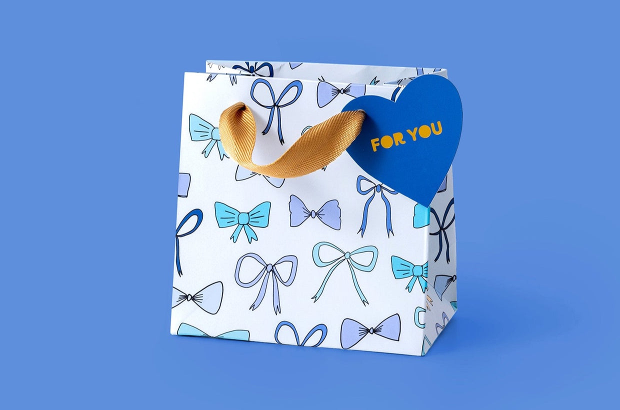Blue Bows Gift Bags (3 Sizes) - Min. 4