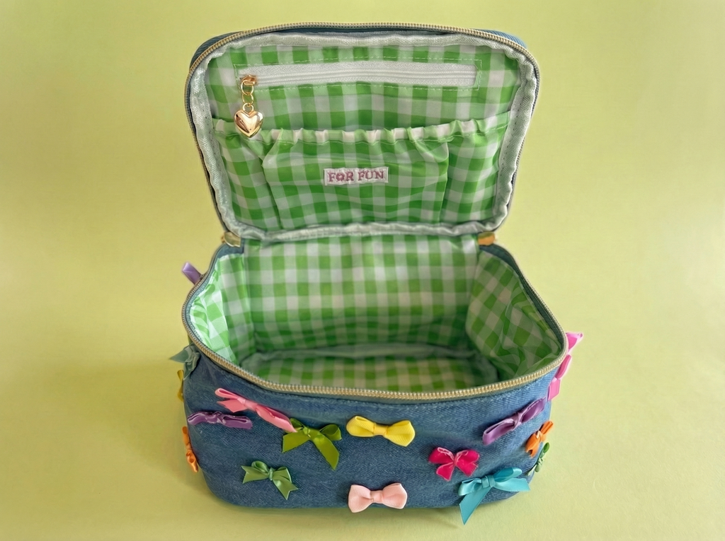 Bella Denim + Bows Train Case - Min. 4 (FF-Pouch04)
