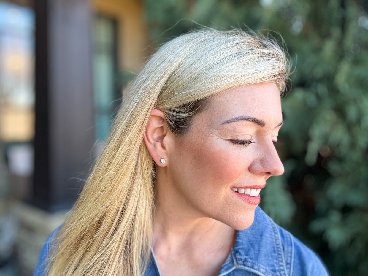 Maren Bezel Stud Earrings Medium - Min. 2 (E-43)