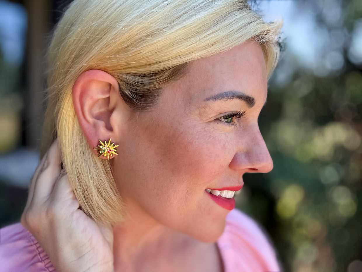 Bianca Colorful Starburst Earrings - Min. 2 (E-135)