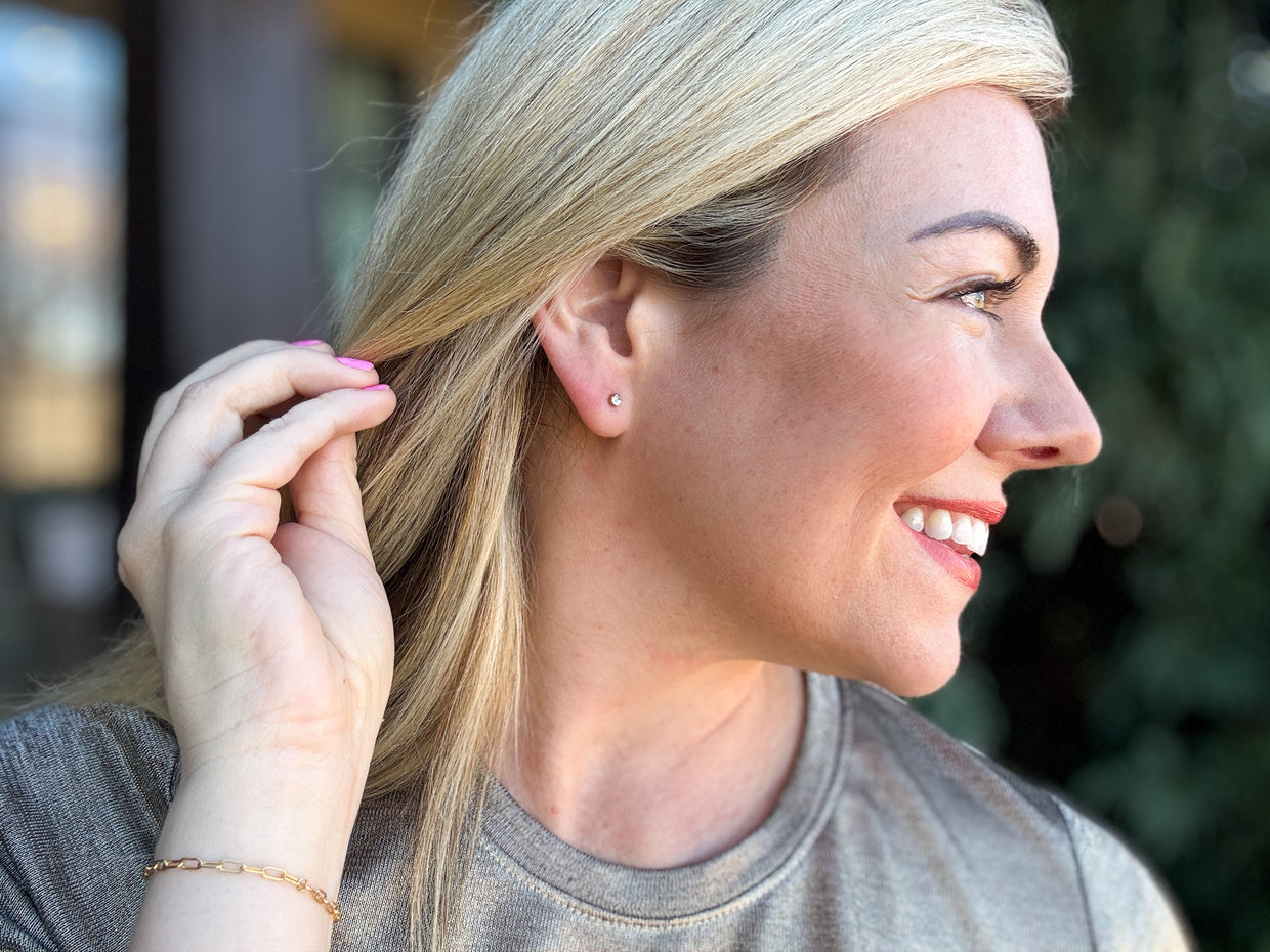 Maren Bezel Stud Earrings Small - Min. 2 (E-58)