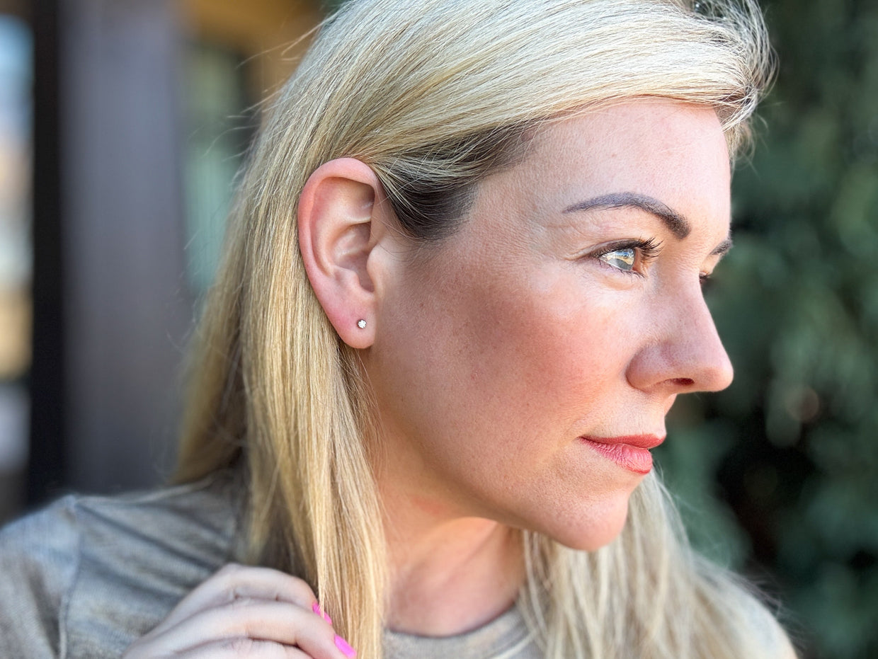 Maren Bezel Stud Earrings Small - Min. 2 (E-58)