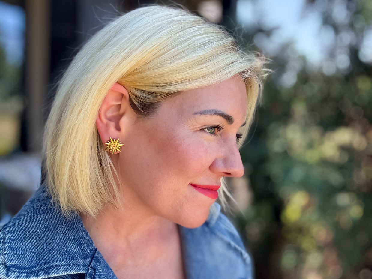 Bianca Brown Starburst Earrings - Min. 2 (E-134)