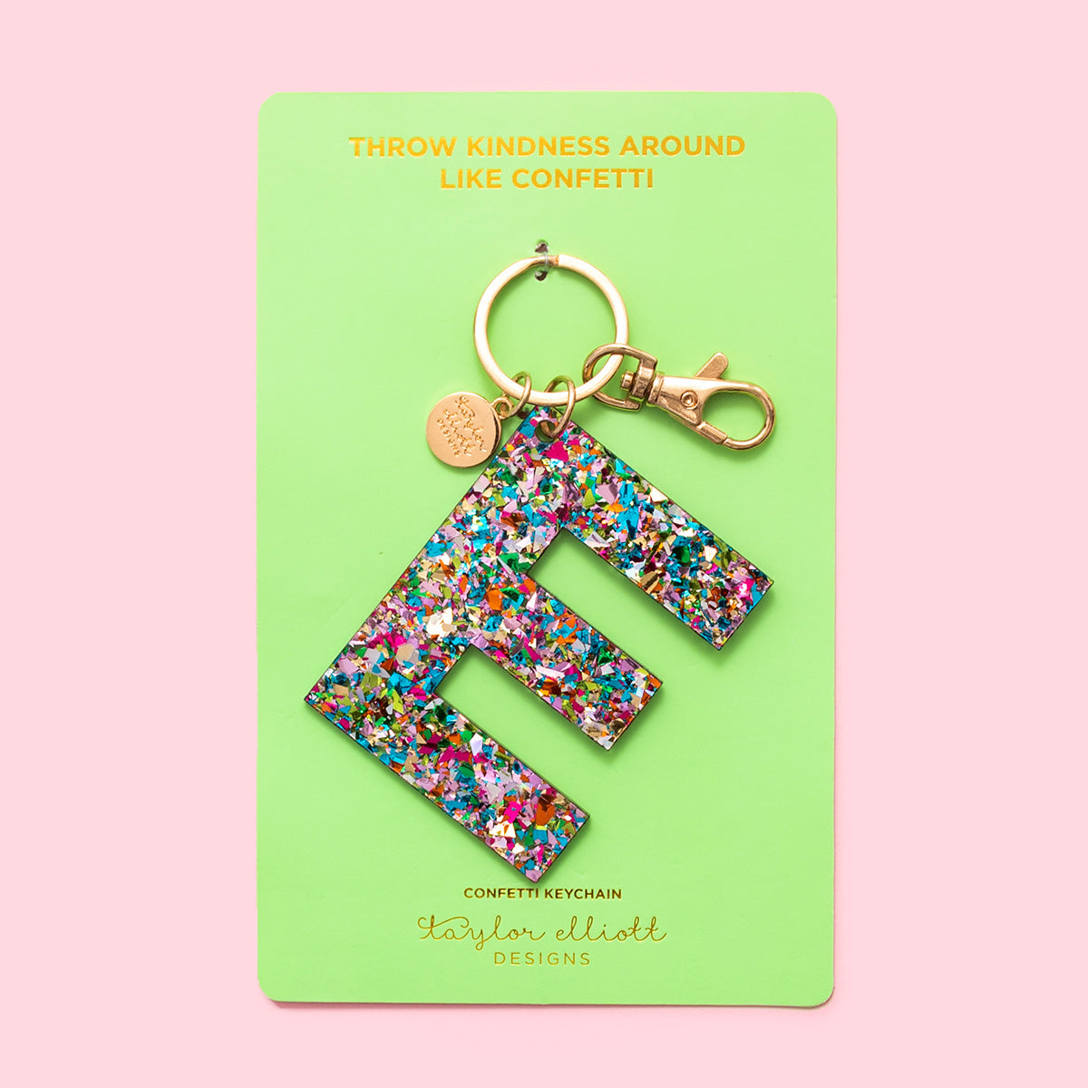 Colorful Confetti Letter Keychains A-T - Each - Min. 4