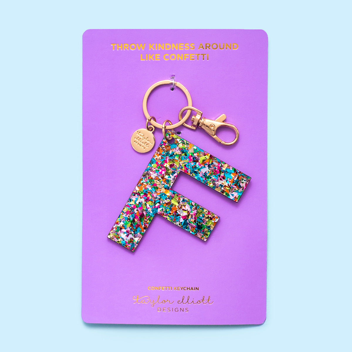 Colorful Confetti Letter Keychains A-T - Each - Min. 4