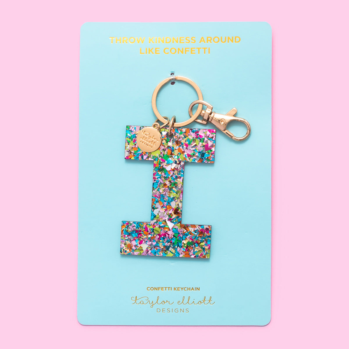 Colorful Confetti Letter Keychains A-T - Each - Min. 4
