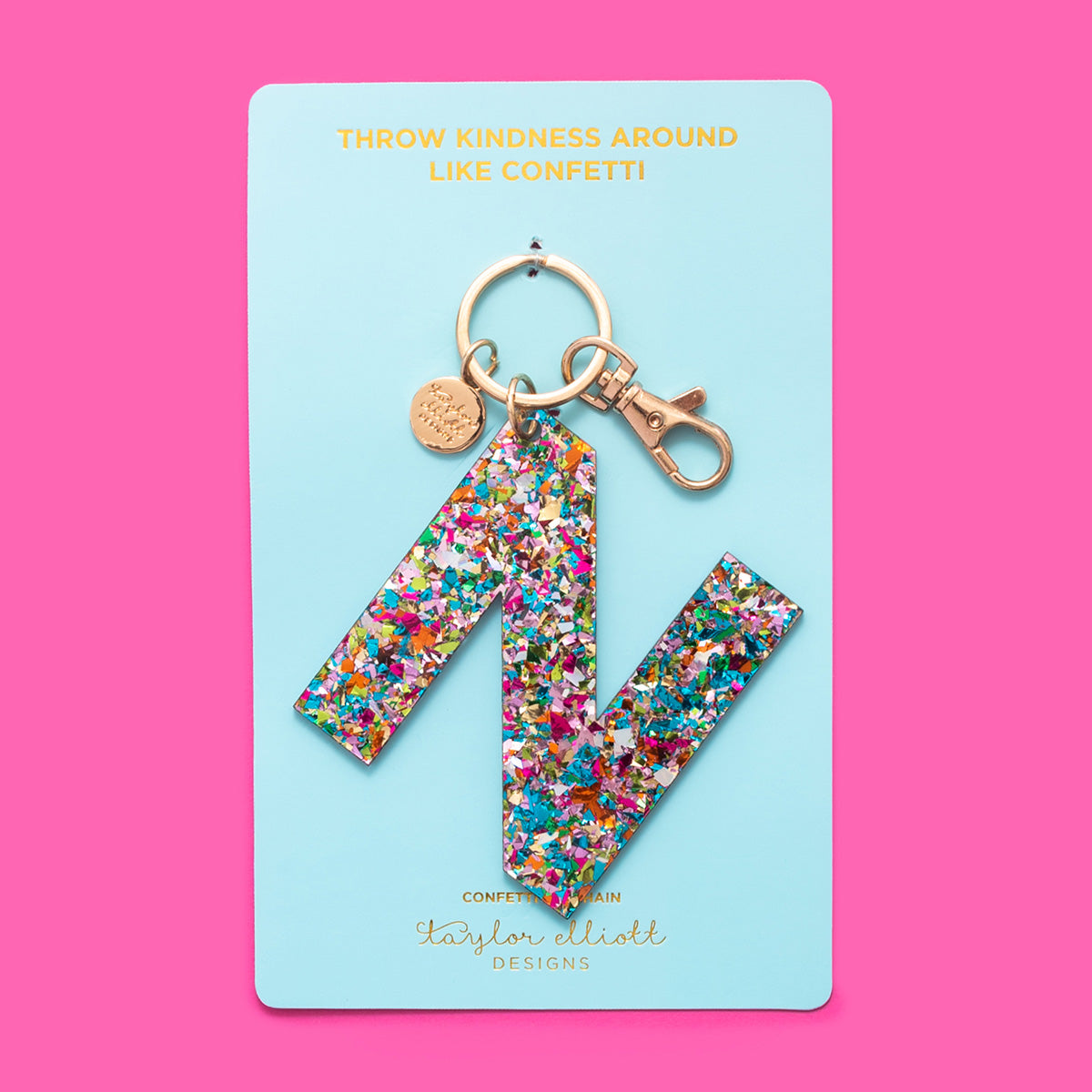 Colorful Confetti Letter Keychains A-T - Each - Min. 4