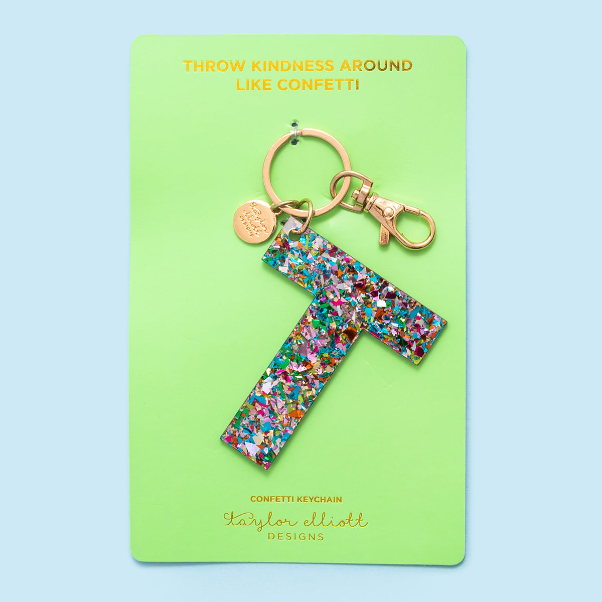 Colorful Confetti Letter Keychains A-T - Each - Min. 4