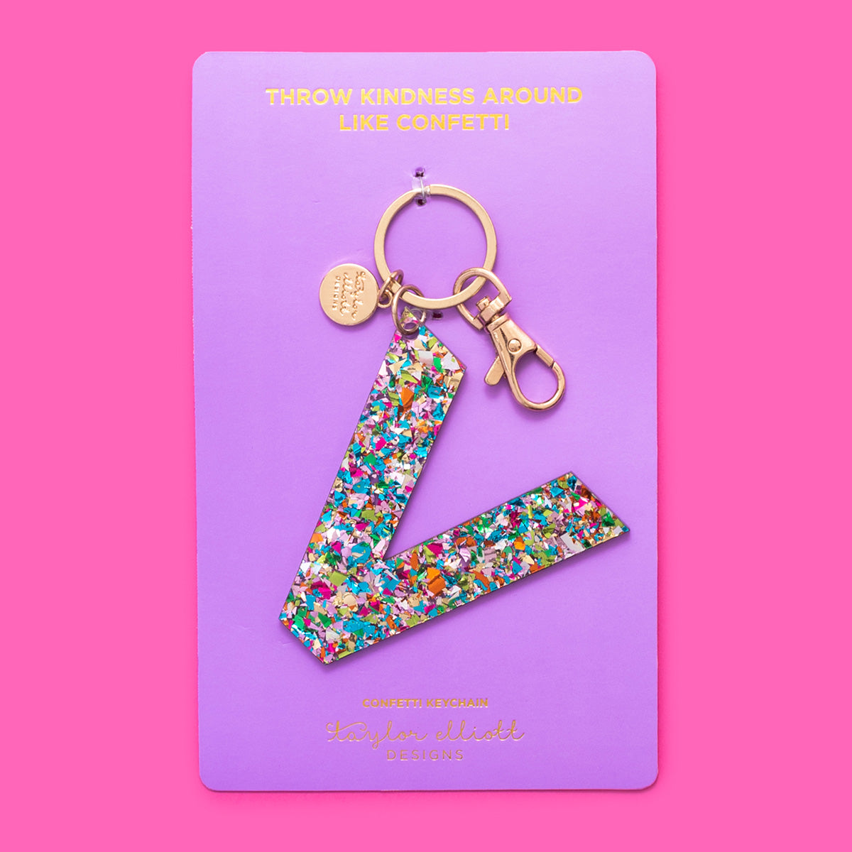 Colorful Confetti Letter Keychains A-T - Each - Min. 4
