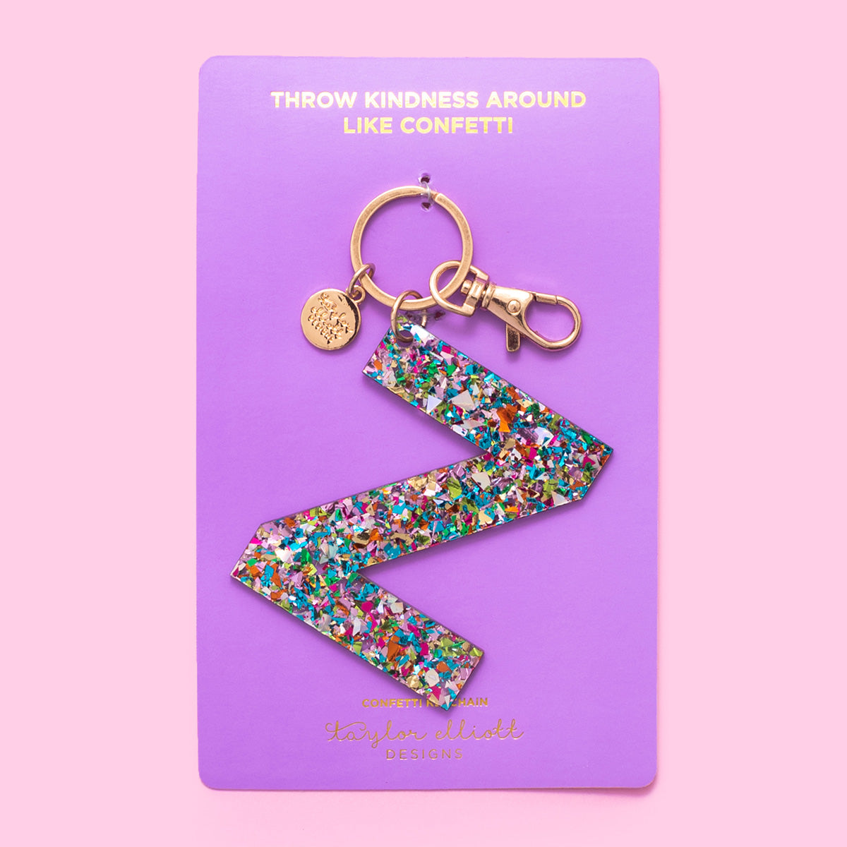 Colorful Confetti Letter Keychains A-T - Each - Min. 4