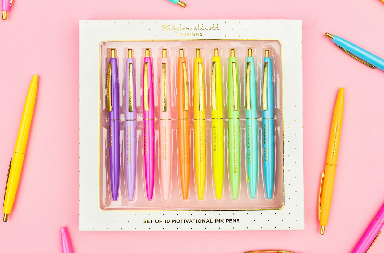 Set of 10 Motivational Pen Set - Min. 4 (PEN-02R)