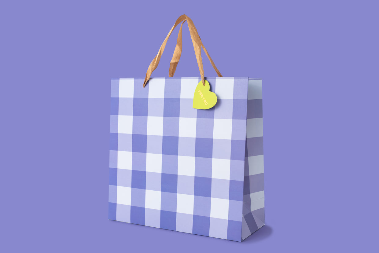 Blue Gingham Gift Bags (3 Sizes) - Min. 4
