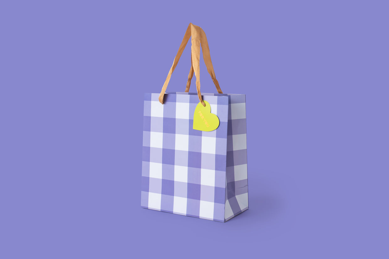 Blue Gingham Gift Bags (3 Sizes) - Min. 4