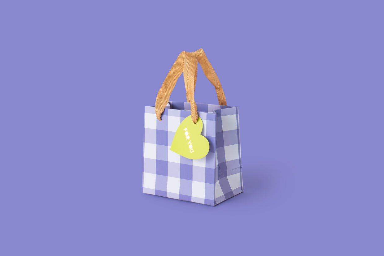 Blue Gingham Gift Bags (3 Sizes) - Min. 4