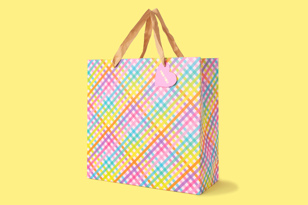 Colorful Gingham Gift Bags (3 Sizes) - Min. 4