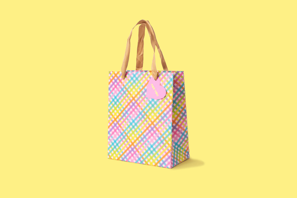 Colorful Gingham Gift Bags (3 Sizes) - Min. 4