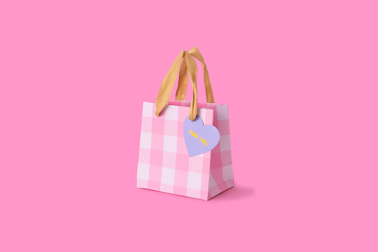 Pink Gingham Gift Bags (3 Sizes) - Min. 4