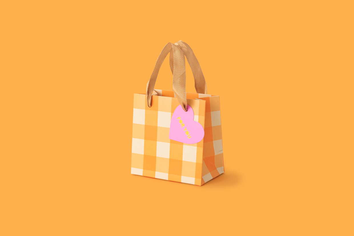 Orange Gingham Gift Bags (3 Sizes) - Min. 4