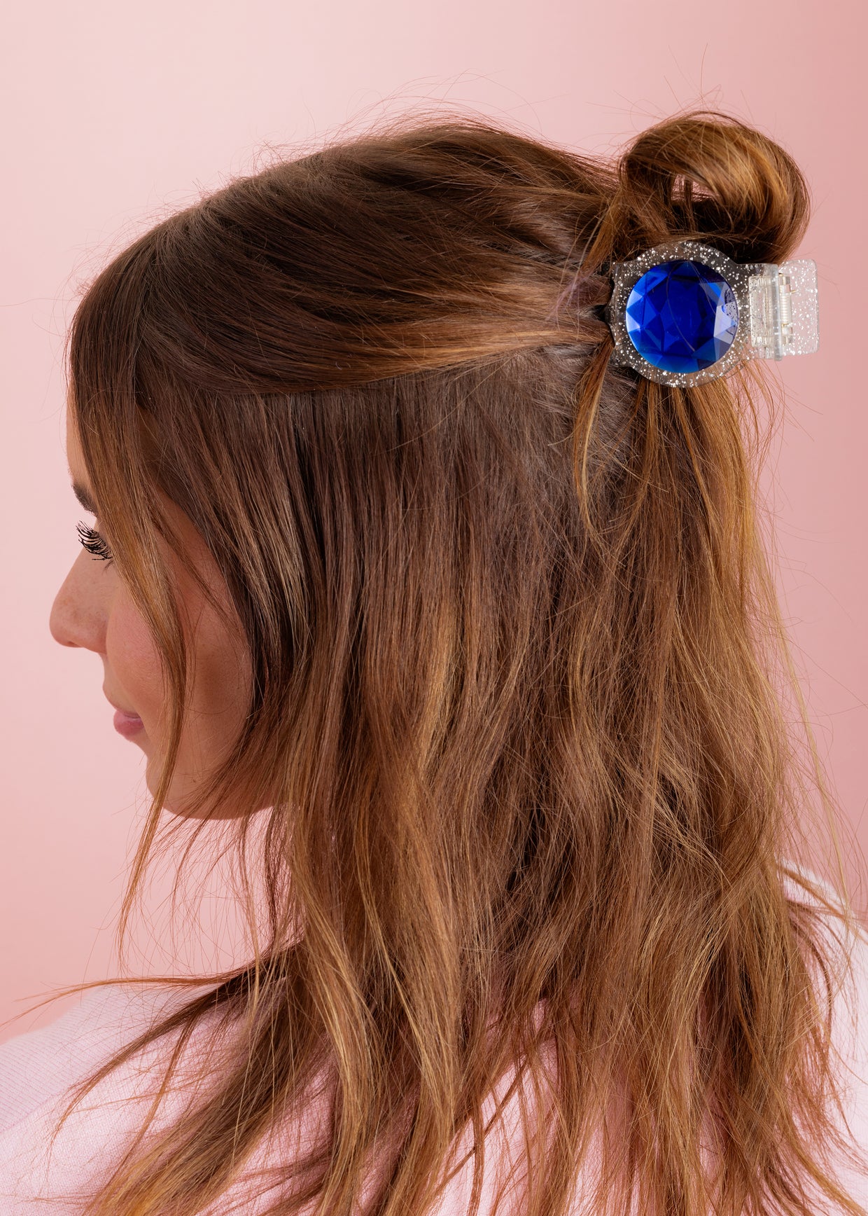 Silver Blue Gemstone Claw Clip - Min. 4 (CC-50)