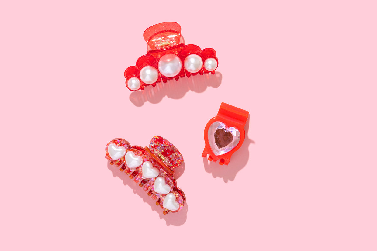 Red + Pearl Claw Clip - Min. 4 (CC-40)