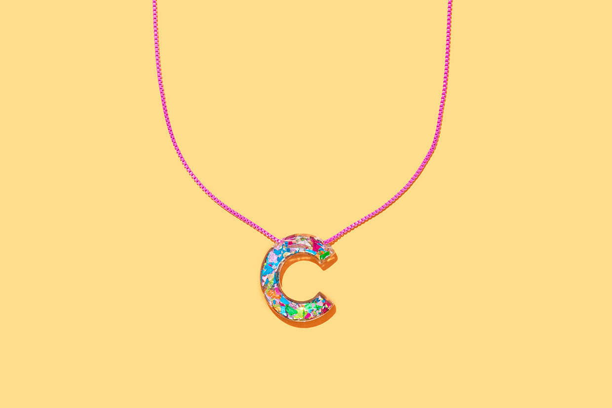 Colorful Confetti Letter Necklaces - Min. 2