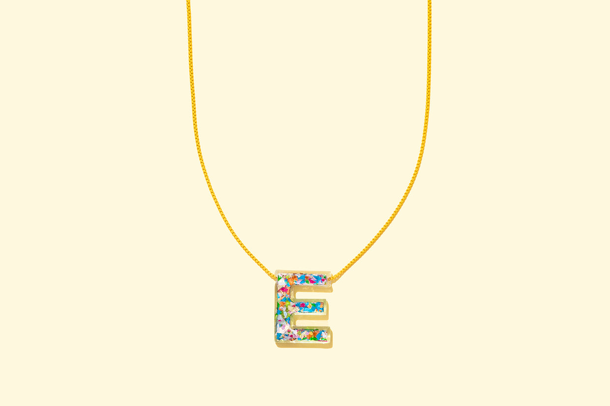 Colorful Confetti Letter Necklaces - Min. 2