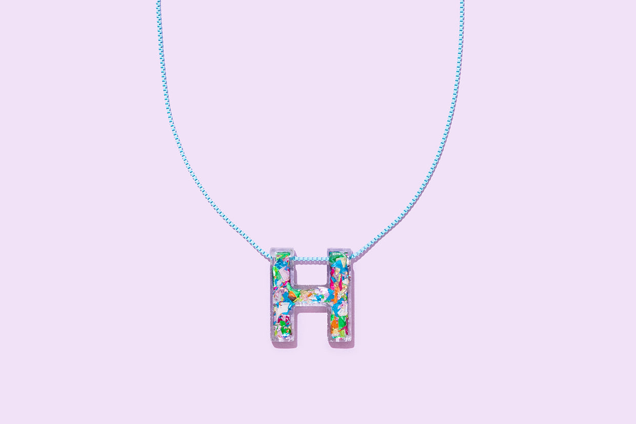 Colorful Confetti Letter Necklaces - Min. 2