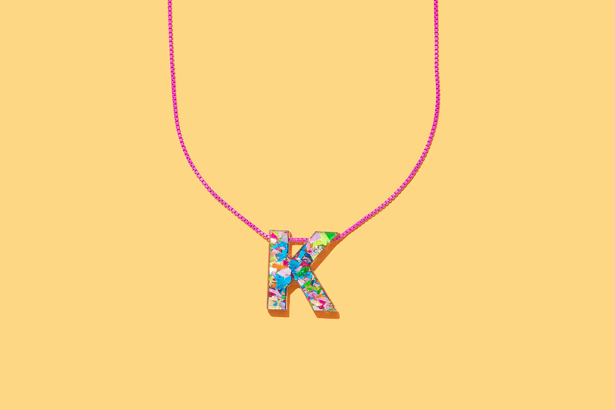 Colorful Confetti Letter Necklaces - Min. 2