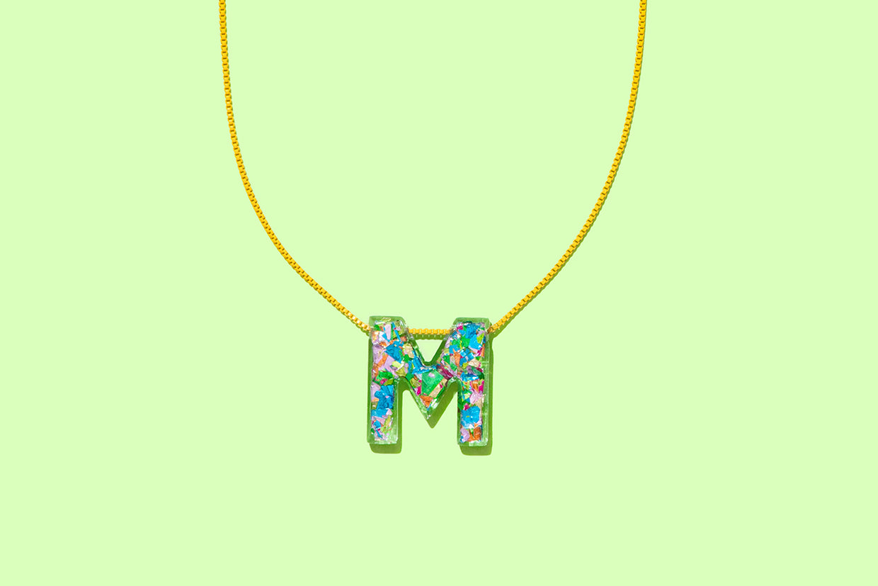 Colorful Confetti Letter Necklaces - Min. 2