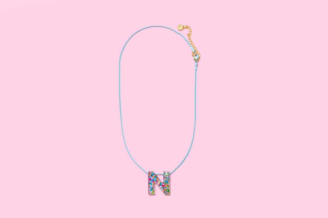 Colorful Confetti Letter Necklaces - Min. 2