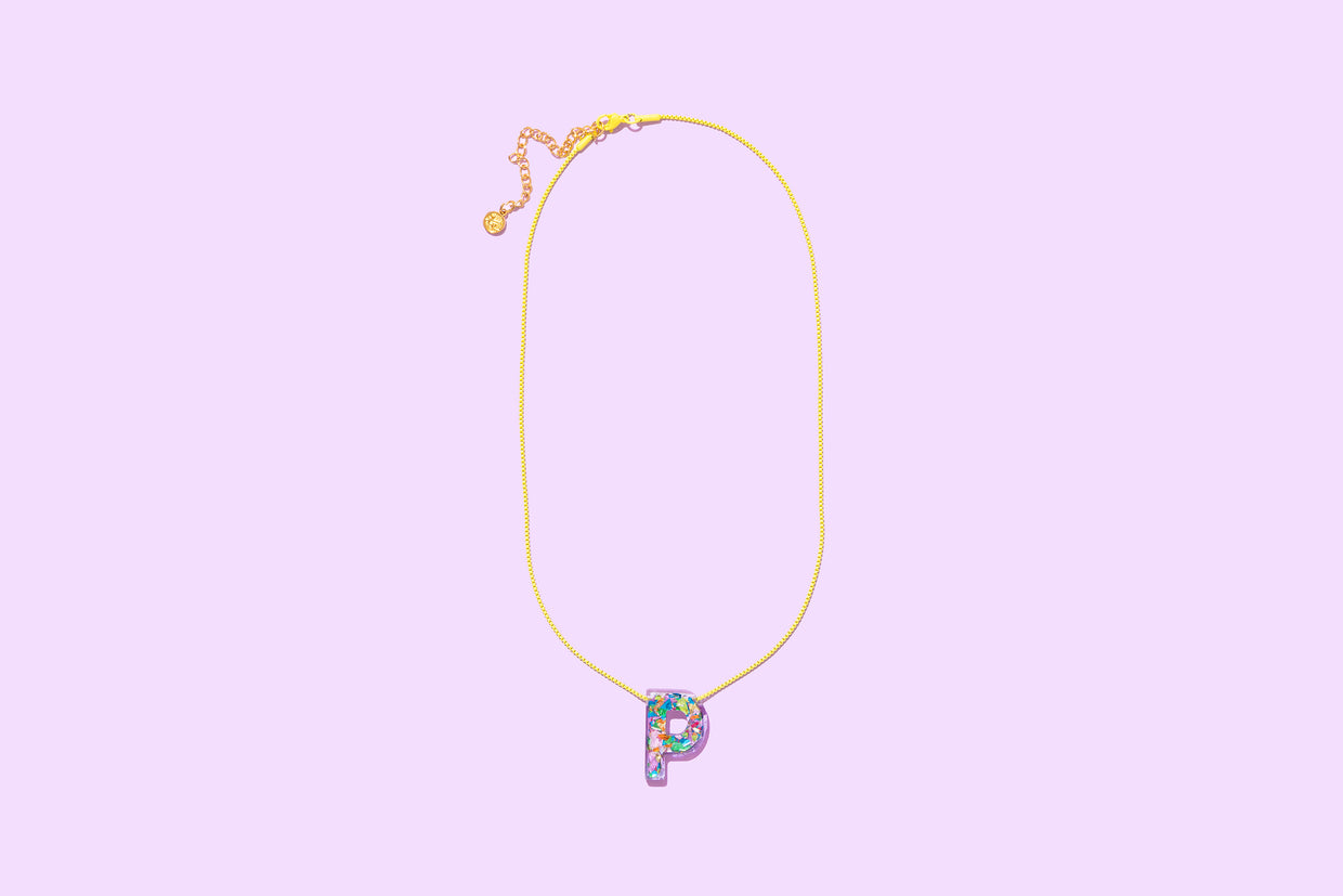 Colorful Confetti Letter Necklaces - Min. 2