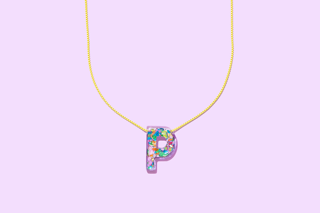 Colorful Confetti Letter Necklaces - Min. 2