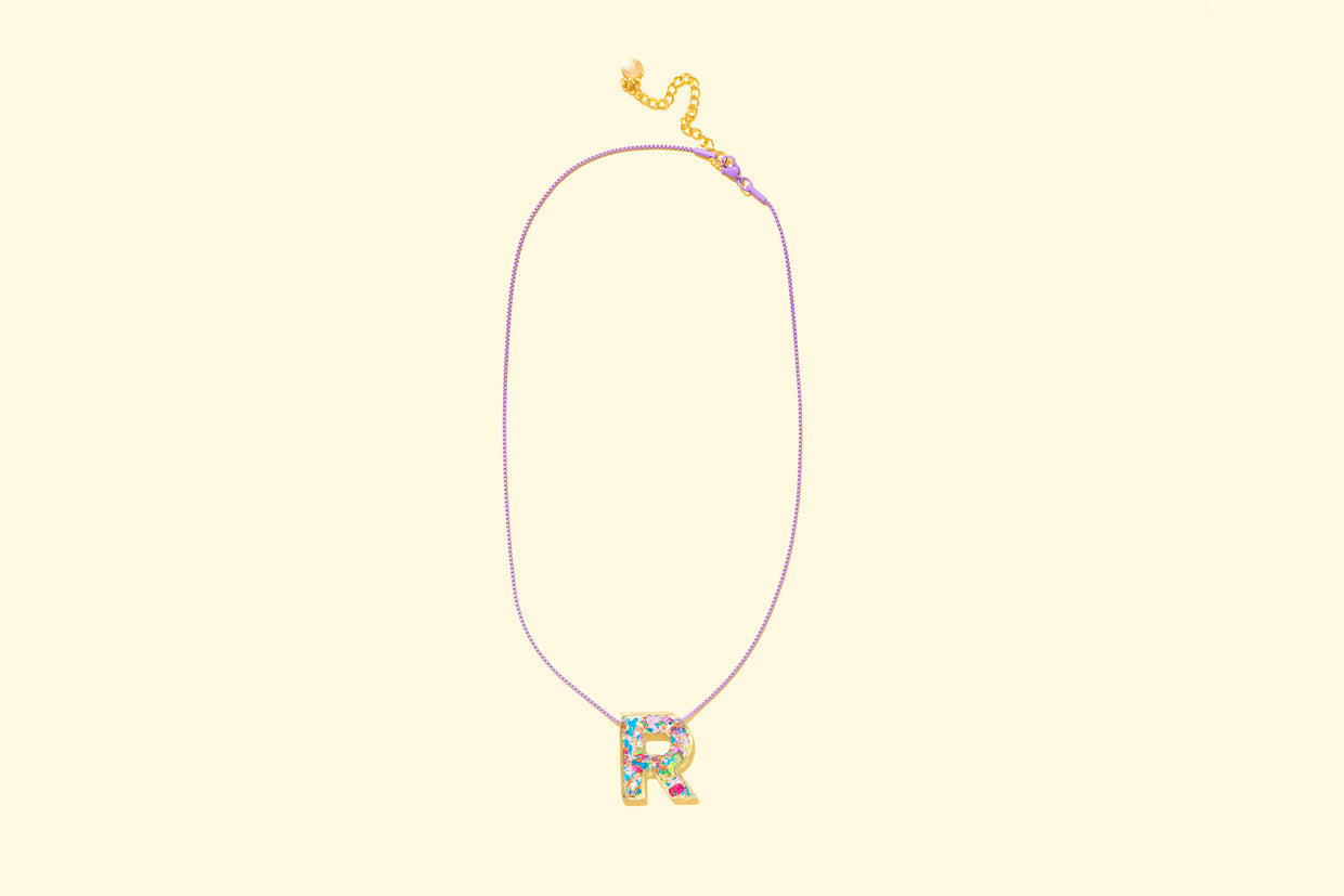 Colorful Confetti Letter Necklaces - Min. 2