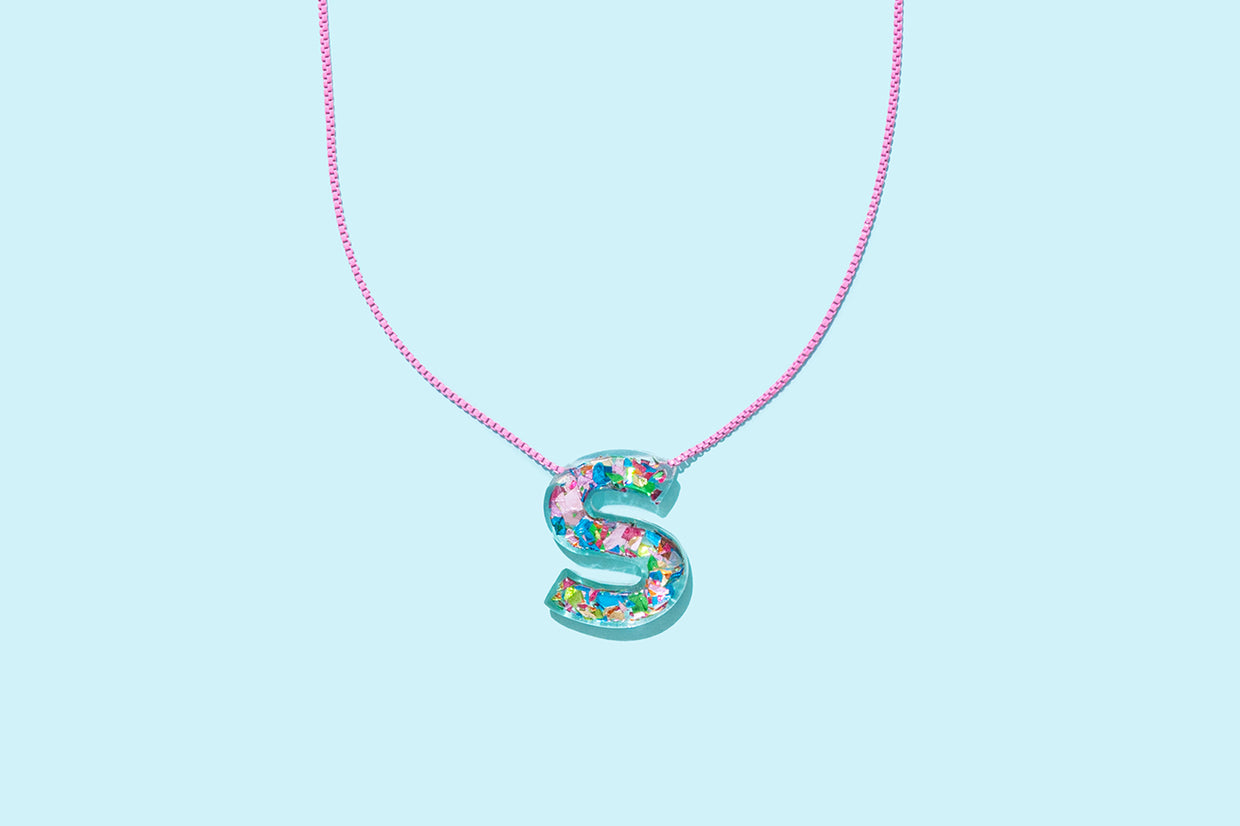 Colorful Confetti Letter Necklaces - Min. 2