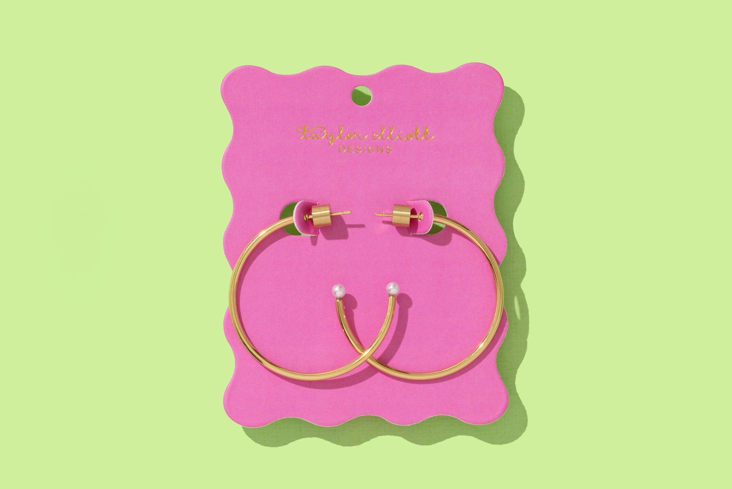 Hoop Earrings - X-Large - Gold-Plated w/ Pearl Tips - Alexis