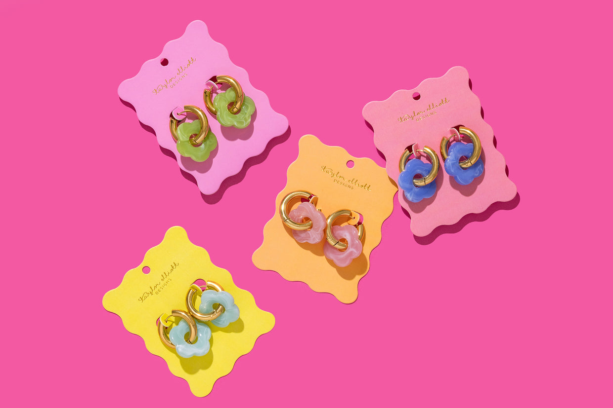 Laurel Blue Acrylic Huggie Earrings - Min. 2 (E-55)