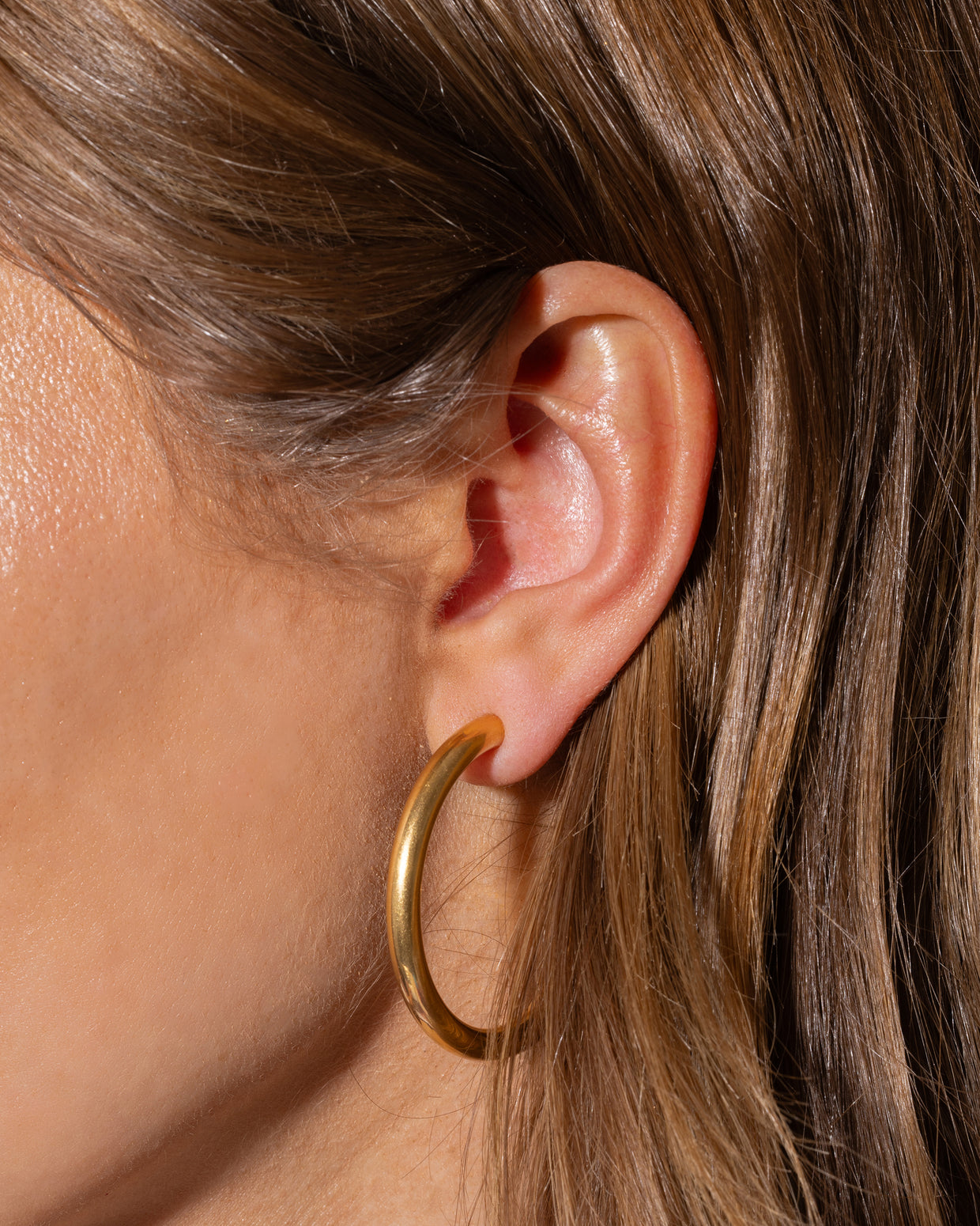 Terry Gold Hoop Earrings Large - Min. 2 (E-09)