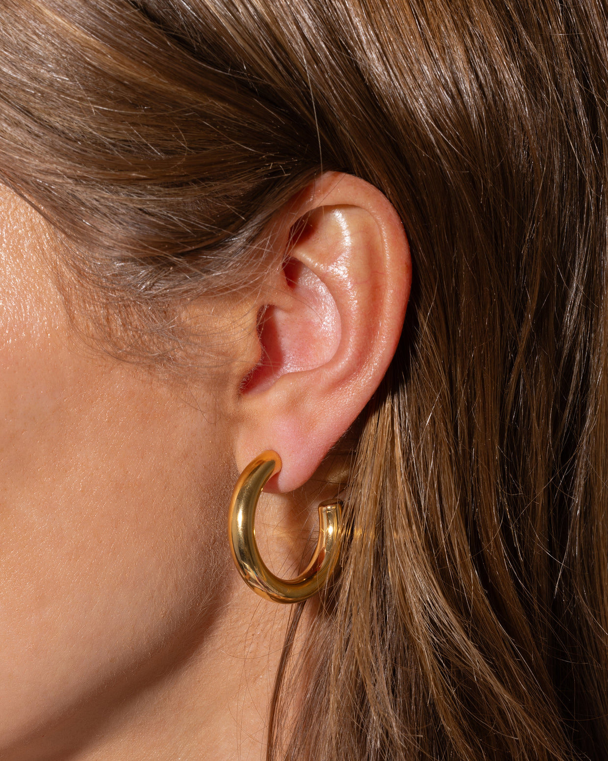 Terry Gold Hoop Earrings Medium - Min. 2 (E-10)