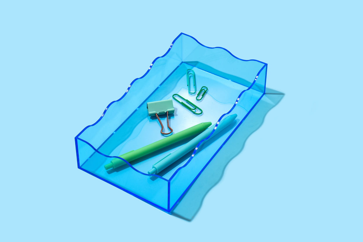 Blue Rectangle Wavy Tray - Min. 2 (TRAY-11)