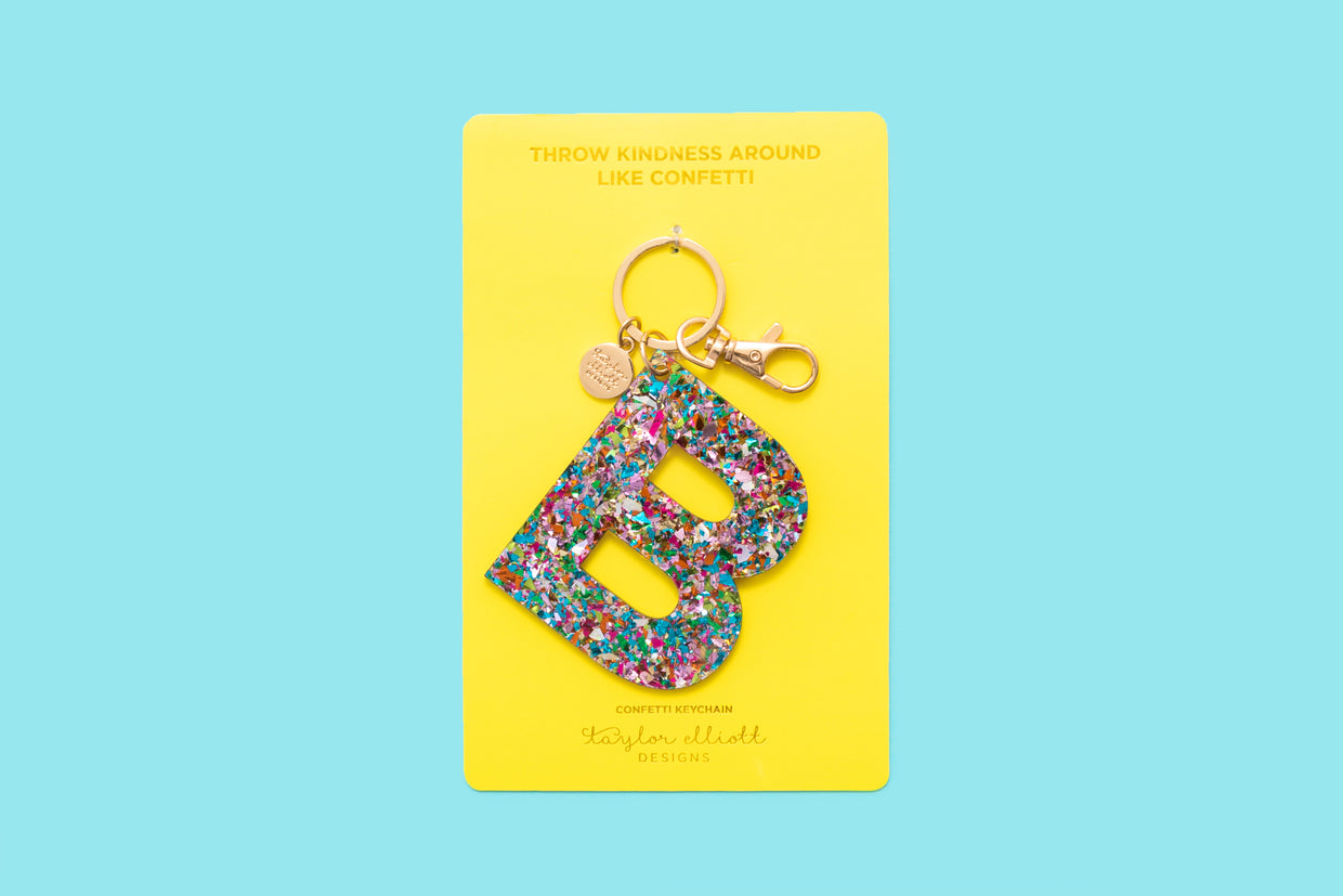 Colorful Confetti Letter Keychain Asst A-Z - Min. 1 (KC-ASST)