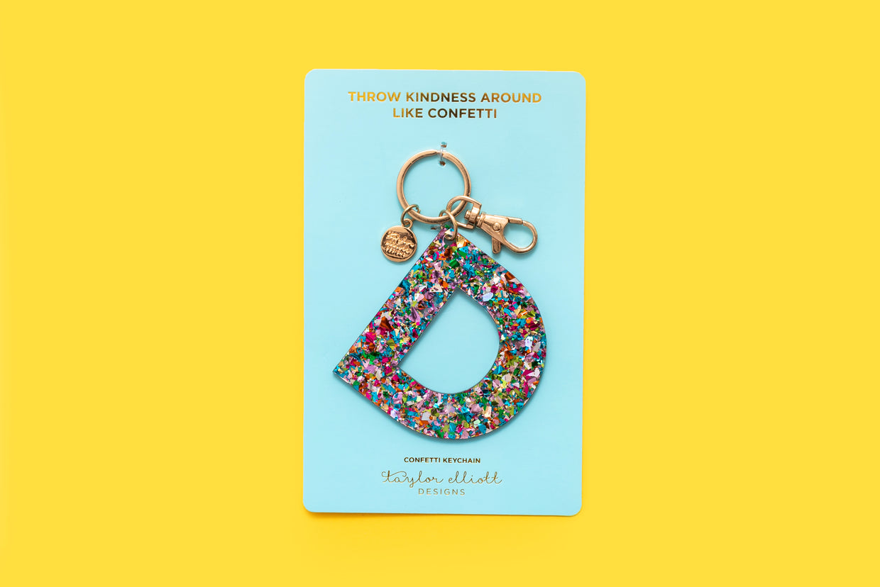 Colorful Confetti Letter Keychain Asst A-Z - Min. 1 (KC-ASST)