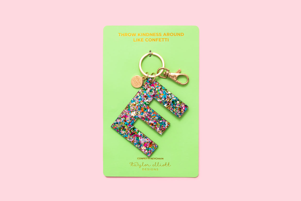 Colorful Confetti Letter Keychain Asst A-Z - Min. 1 (KC-ASST)