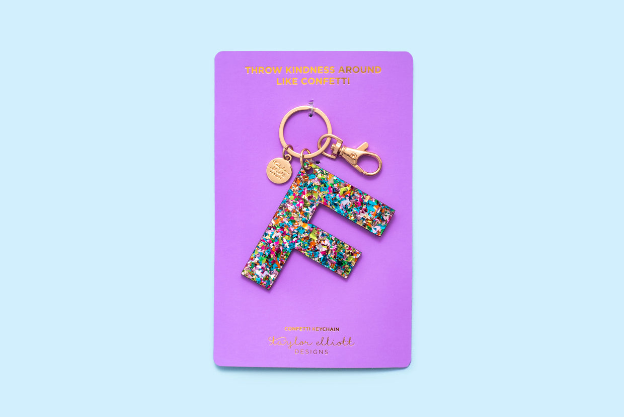 Colorful Confetti Letter Keychain Asst A-Z - Min. 1 (KC-ASST)