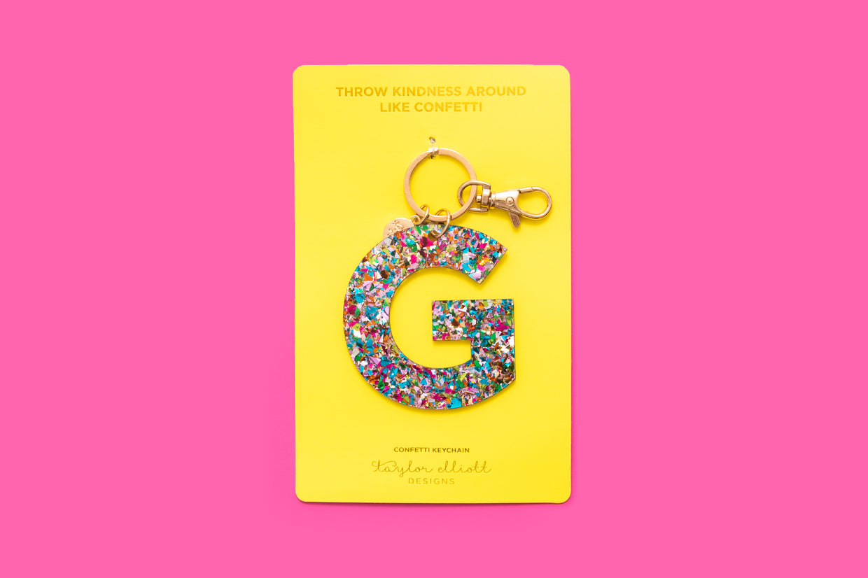 Colorful Confetti Letter Keychain Asst A-Z - Min. 1 (KC-ASST)