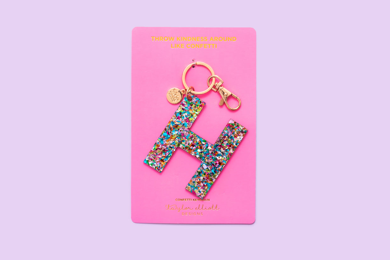 Colorful Confetti Letter Keychain Asst A-Z - Min. 1 (KC-ASST)